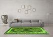 Machine Washable Southwestern Green Country Area Rugs in a Living Room,, wshtr2669grn