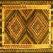 Square Machine Washable Southwestern Yellow Country Rug, wshtr2669yw