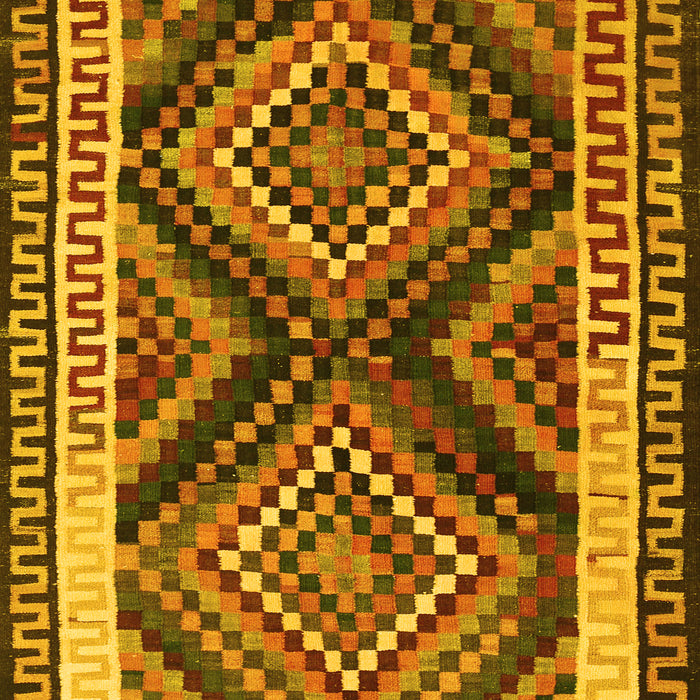 Machine Washable Southwestern Yellow Country Rug, wshtr2669yw