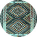 Round Southwestern Light Blue Country Rug, tr2669lblu