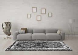 Machine Washable Southwestern Gray Country Rug in a Living Room,, wshtr2669gry