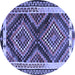 Round Southwestern Blue Country Rug, tr2669blu