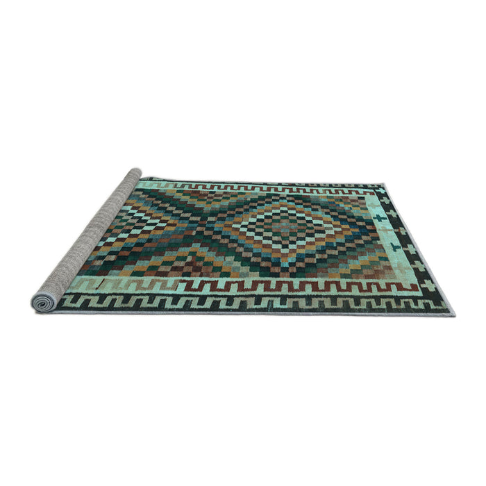 Sideview of Machine Washable Southwestern Light Blue Country Rug, wshtr2669lblu
