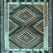 Square Southwestern Light Blue Country Rug, tr2669lblu