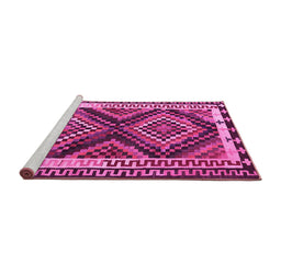 Sideview of Machine Washable Southwestern Pink Country Rug, wshtr2669pnk
