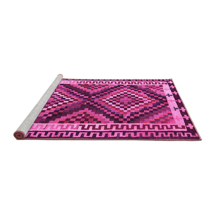 Sideview of Machine Washable Southwestern Pink Country Rug, wshtr2669pnk