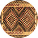 Round Southwestern Brown Country Rug, tr2669brn