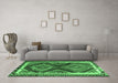 Machine Washable Southwestern Emerald Green Country Area Rugs in a Living Room,, wshtr2669emgrn