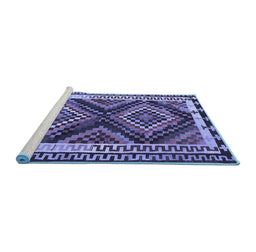 Sideview of Machine Washable Southwestern Blue Country Rug, wshtr2669blu