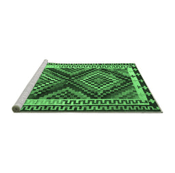 Sideview of Machine Washable Southwestern Emerald Green Country Area Rugs, wshtr2669emgrn