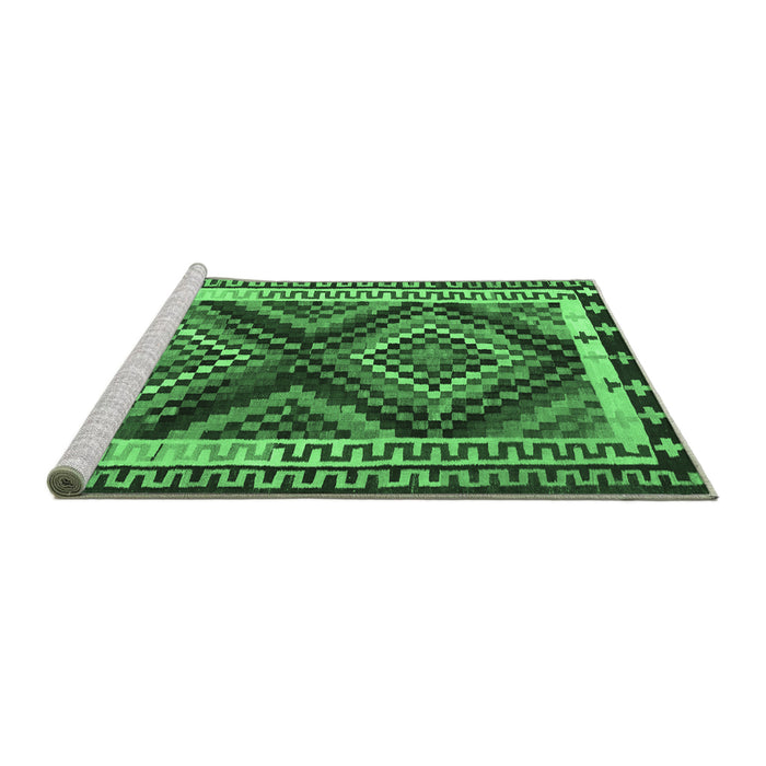 Sideview of Machine Washable Southwestern Emerald Green Country Area Rugs, wshtr2669emgrn