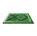 Sideview of Machine Washable Southwestern Emerald Green Country Area Rugs, wshtr2669emgrn