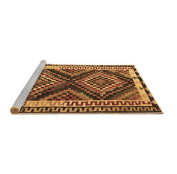Sideview of Machine Washable Southwestern Brown Country Rug, wshtr2669brn