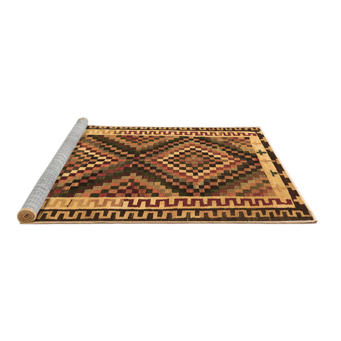 Sideview of Machine Washable Southwestern Brown Country Rug, wshtr2669brn