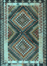 Southwestern Light Blue Country Rug, tr2669lblu