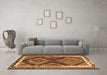 Machine Washable Southwestern Brown Country Rug in a Living Room,, wshtr2669brn