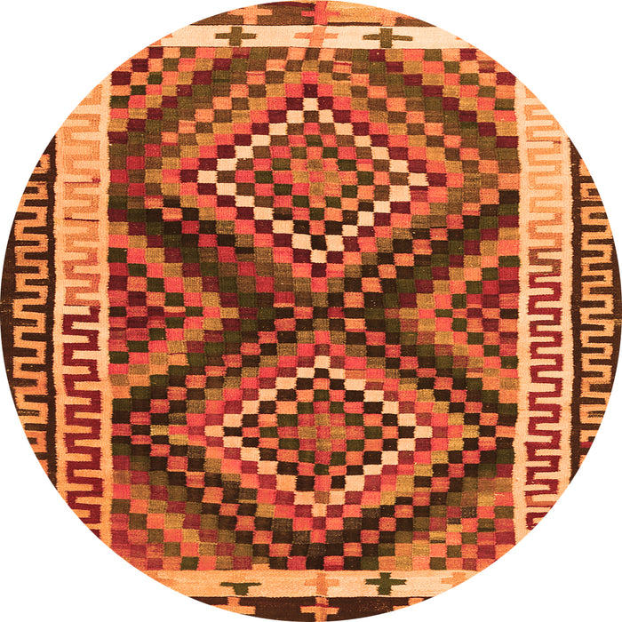 Machine Washable Southwestern Orange Country Area Rugs, wshtr2669org