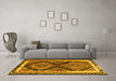 Machine Washable Southwestern Yellow Country Rug in a Living Room, wshtr2669yw