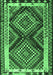 Machine Washable Southwestern Emerald Green Country Area Rugs, wshtr2669emgrn