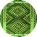 Square Southwestern Green Country Rug, tr2669grn