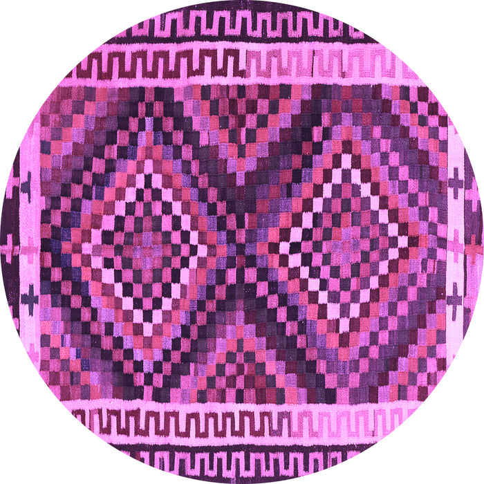 Round Machine Washable Southwestern Purple Country Area Rugs, wshtr2669pur
