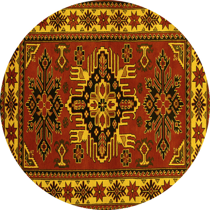 Round Persian Yellow Traditional Rug, tr266yw