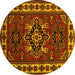 Round Persian Yellow Traditional Rug, tr266yw