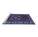 Sideview of Machine Washable Persian Blue Traditional Rug, wshtr266blu