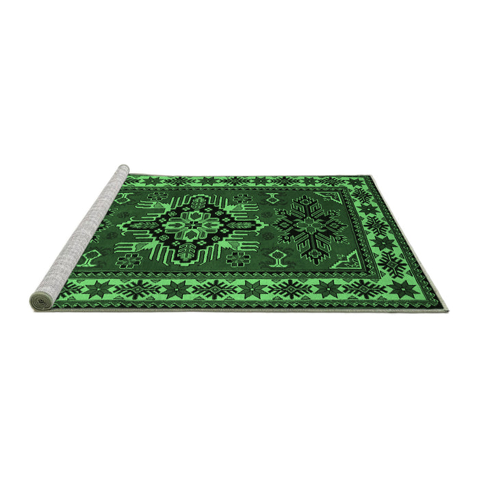 Sideview of Machine Washable Persian Emerald Green Traditional Area Rugs, wshtr266emgrn