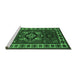 Sideview of Machine Washable Persian Emerald Green Traditional Area Rugs, wshtr266emgrn