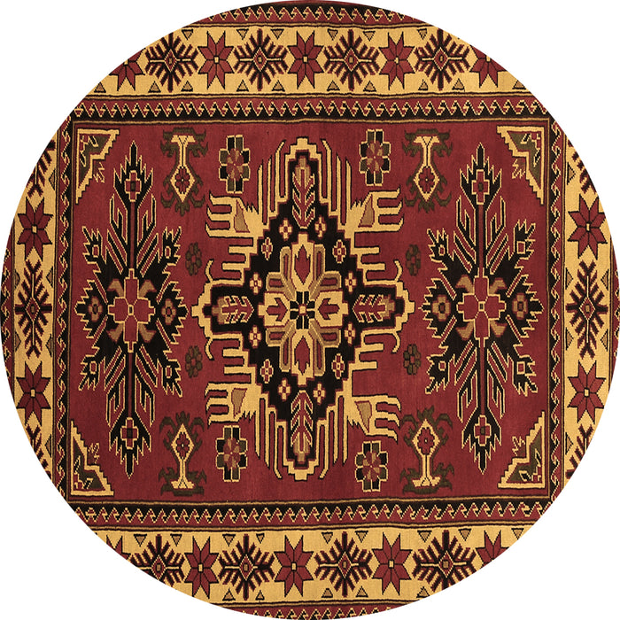 Round Persian Brown Traditional Rug, tr266brn