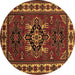 Round Persian Brown Traditional Rug, tr266brn