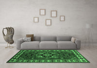 Machine Washable Persian Emerald Green Traditional Rug, wshtr266emgrn