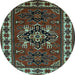 Round Machine Washable Persian Light Blue Traditional Rug, wshtr266lblu