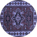 Round Machine Washable Persian Blue Traditional Rug, wshtr266blu