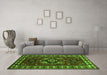 Machine Washable Persian Green Traditional Area Rugs in a Living Room,, wshtr266grn