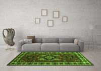 Machine Washable Persian Green Traditional Rug, wshtr266grn