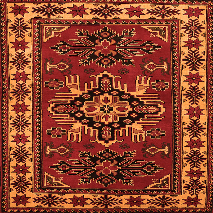 Round Machine Washable Persian Orange Traditional Area Rugs, wshtr266org