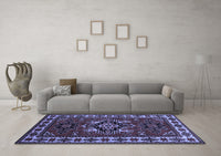 Machine Washable Persian Blue Traditional Rug, wshtr266blu