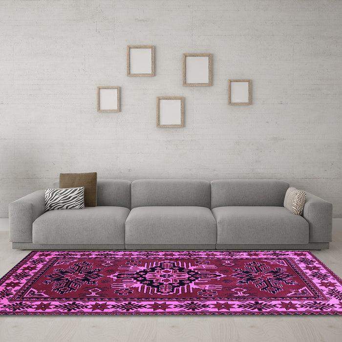 Machine Washable Persian Purple Traditional Area Rugs in a Living Room, wshtr266pur