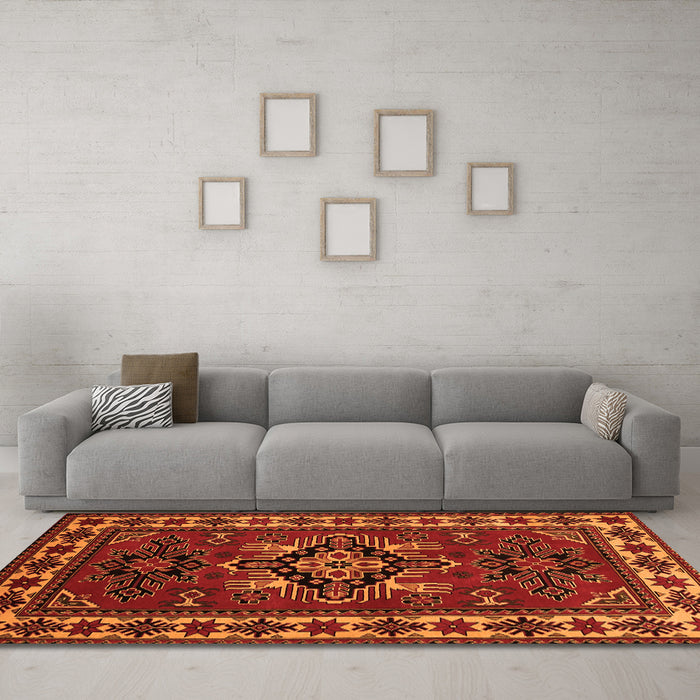 Machine Washable Persian Orange Traditional Area Rugs in a Living Room, wshtr266org