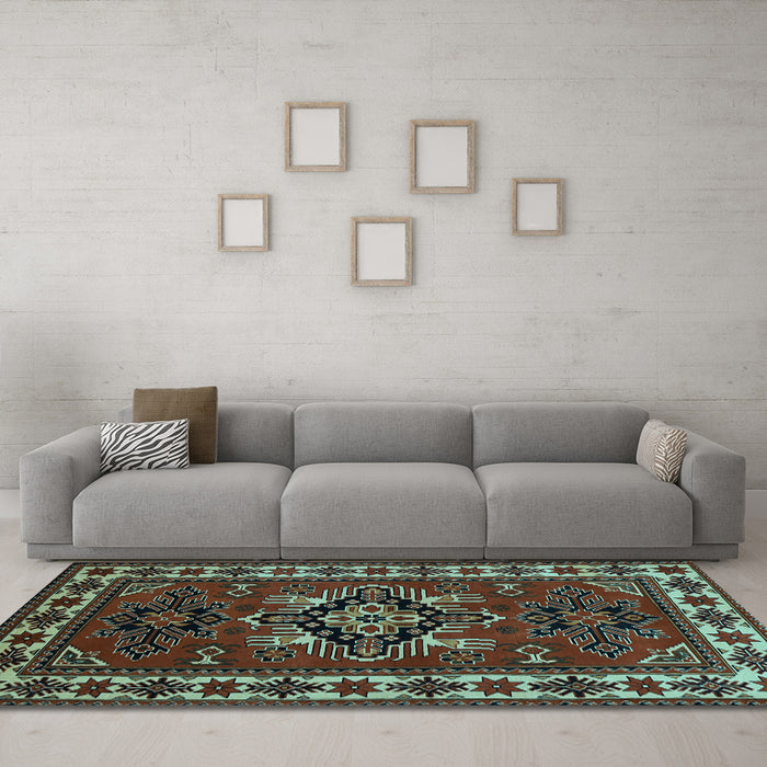 Machine Washable Persian Light Blue Traditional Rug in a Living Room, wshtr266lblu
