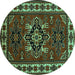 Round Machine Washable Persian Turquoise Traditional Area Rugs, wshtr266turq