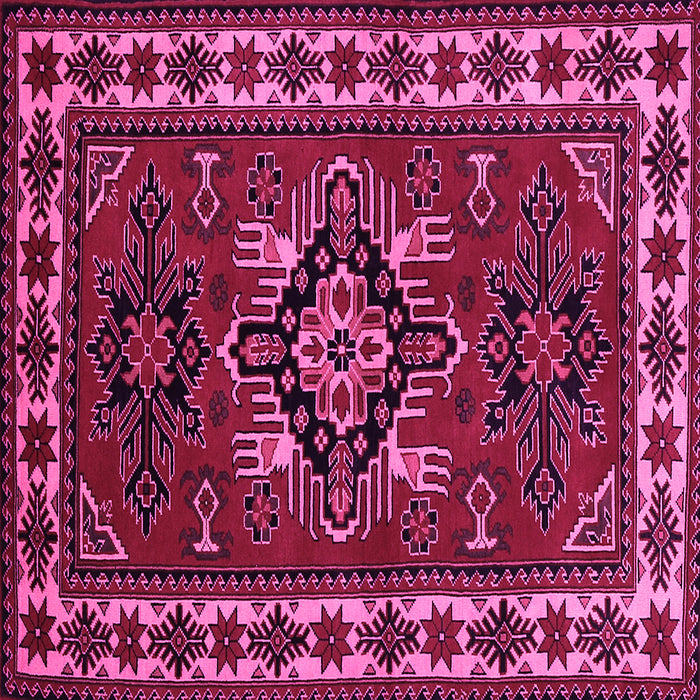 Square Machine Washable Persian Pink Traditional Rug, wshtr266pnk