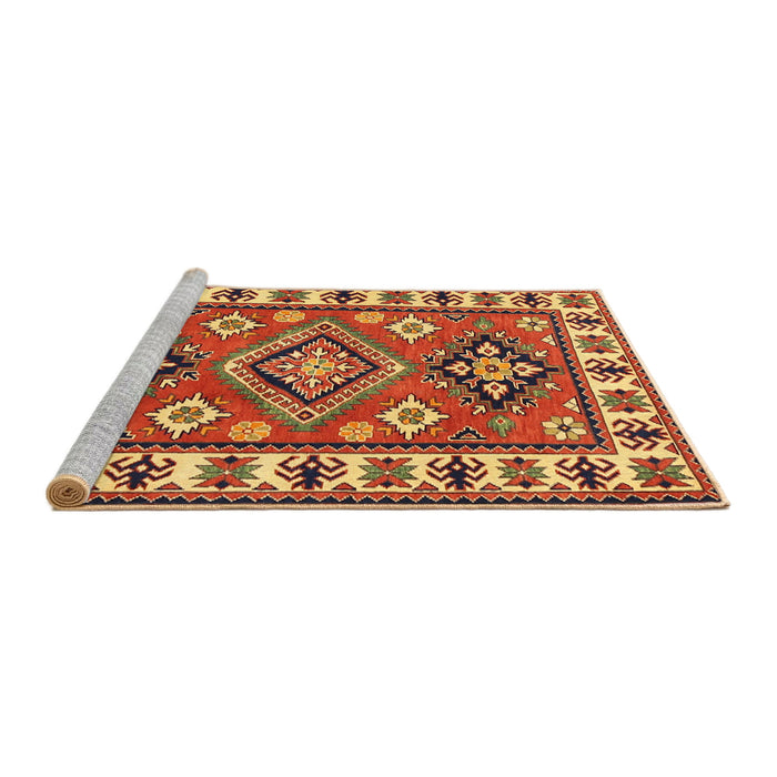 Sideview of Machine Washable Traditional Orange Rug, wshtr267