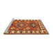 Sideview of Machine Washable Traditional Orange Rug, wshtr267