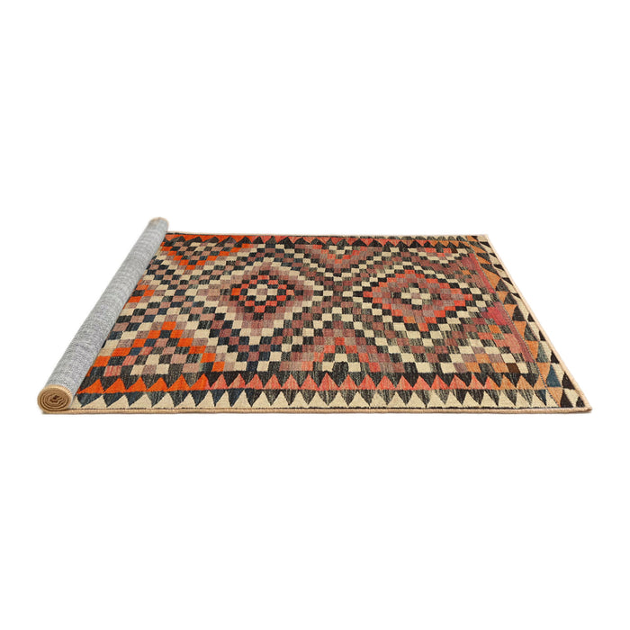 Sideview of Machine Washable Traditional Sand Brown Rug, wshtr2670