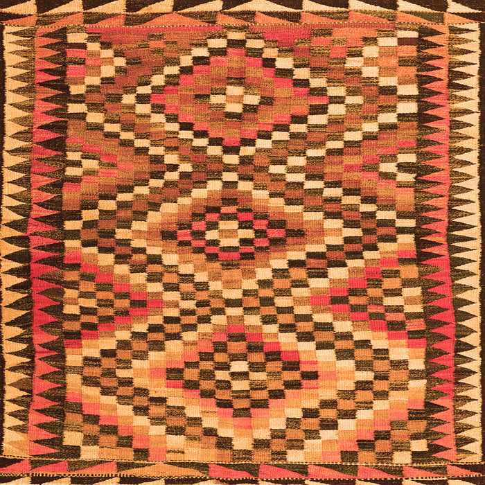 Round Machine Washable Persian Orange Traditional Area Rugs, wshtr2670org