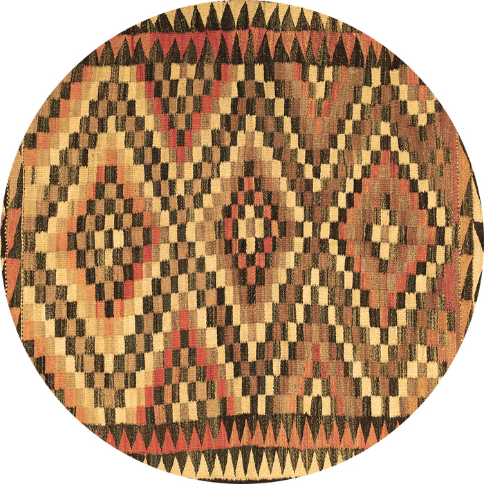 Round Persian Brown Traditional Rug, tr2670brn