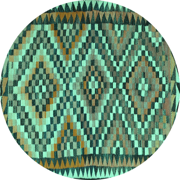 Round Machine Washable Persian Turquoise Traditional Area Rugs, wshtr2670turq